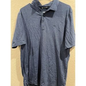 Travis Mathew Shirt Men's Large Blue Short Sleeve Striped Golf Polo Shirt